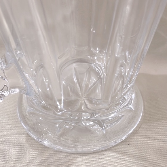 Set of 2 Vintage Glass Mugs Fleur De Lis Crystal Clear with Handle - W1125 - Picture 6 of 6